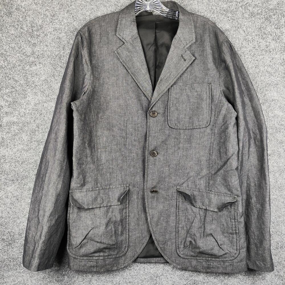 Armani Exchange Blazer Mens Medium Gray Linen Cotton 3 Button Casual Jacket